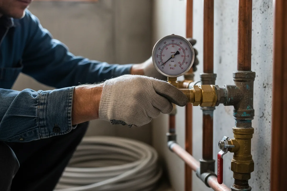Pressure testing a repaired line during Water Line Repair in Chardon